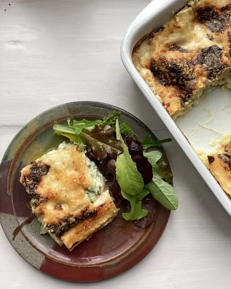 Rachel Roddy's Dish for Lasagne with Zucchini and Three Cheeses